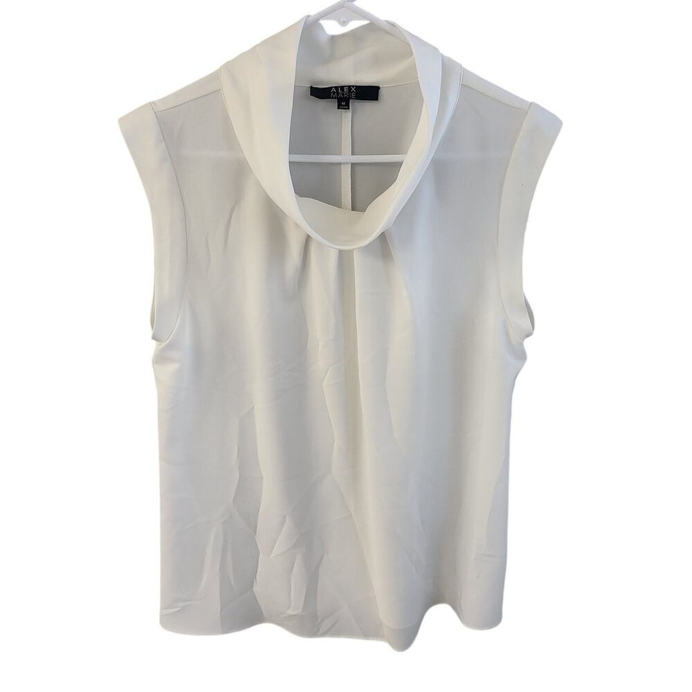 Alex Marie Ivory Sleeveless Cowl/Turtleneck Blouse - Medium